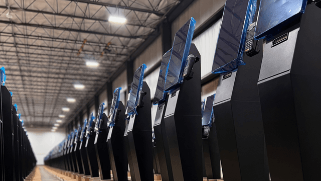 Frank Mayer kiosk fleet in a warehouse