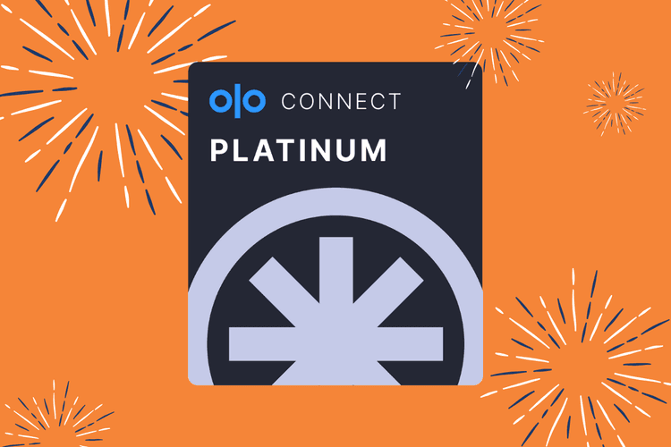 olo connect platinum badge on an orange background