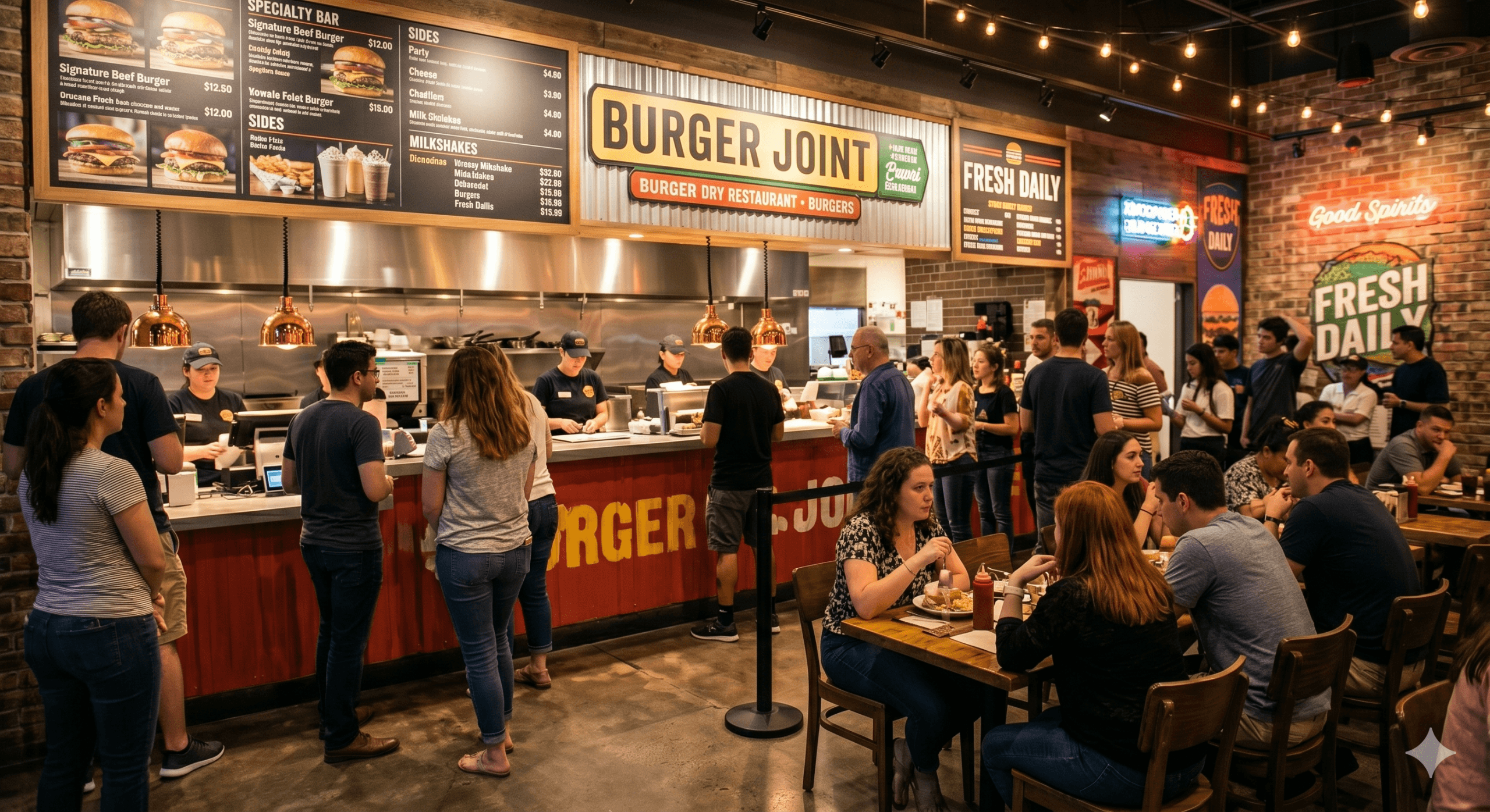 A busy fast casual restaurant