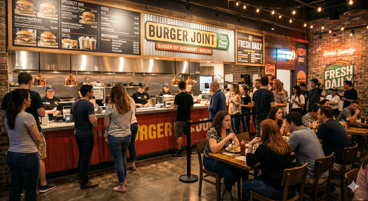 A busy fast casual restaurant