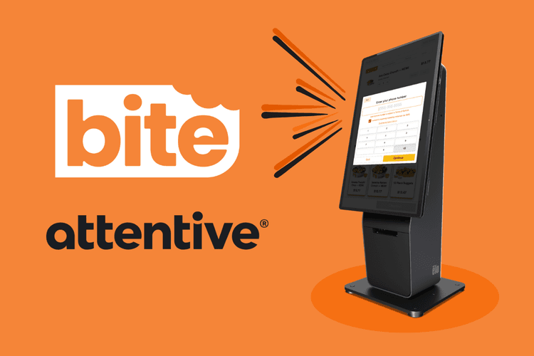 Graphic of Bite kiosk and Attentive logos